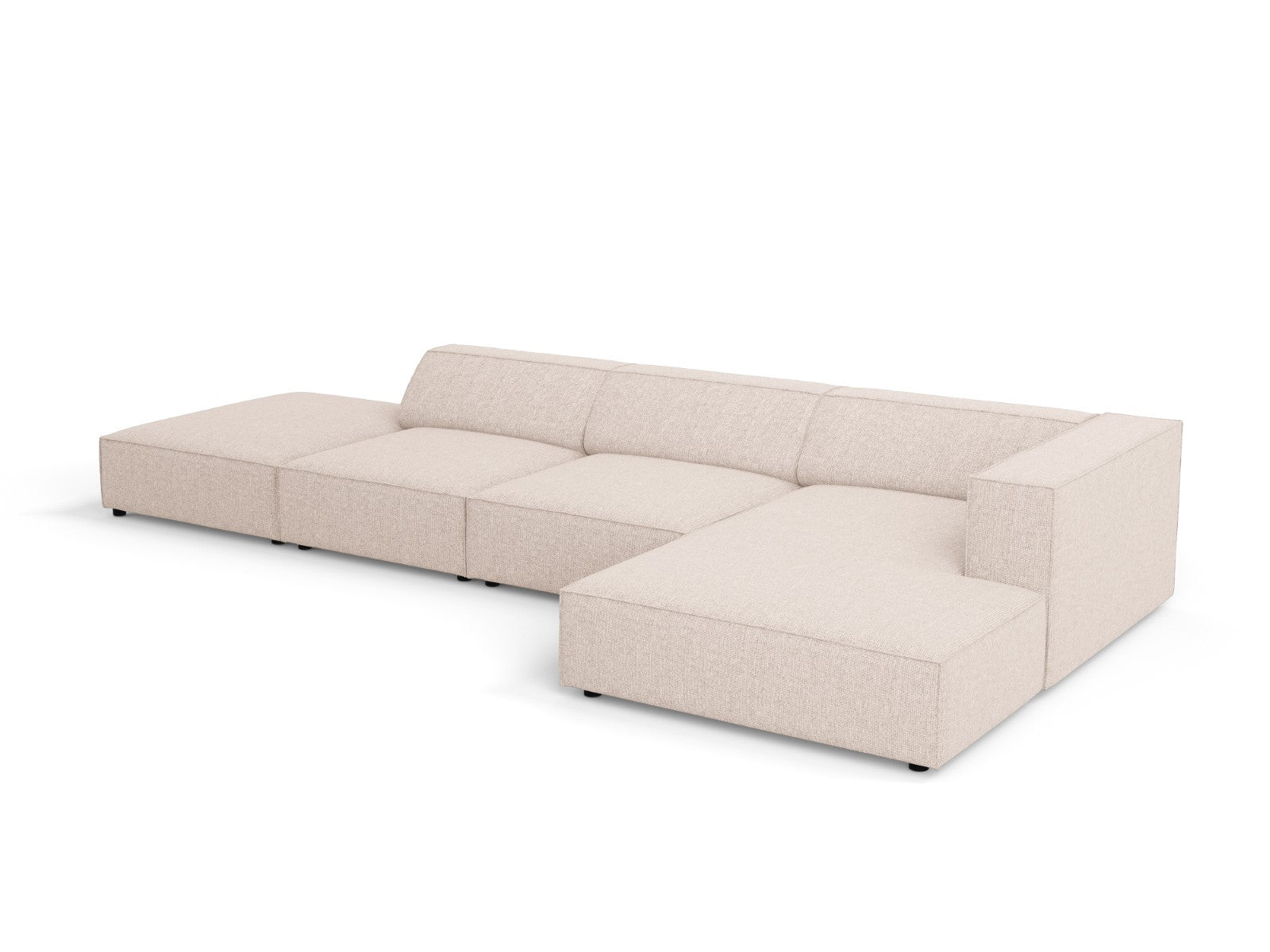 Cosmopolitan Design - Divano angolare destro "Arendal" 5 posti in ciniglia beige 