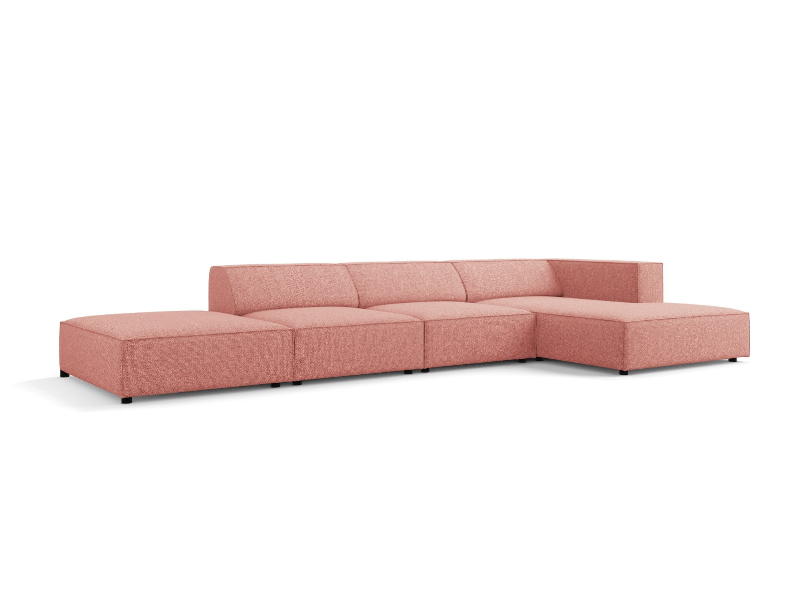 Cosmopolitan Design - Divano angolare destro "Arendal" 5 posti in ciniglia rosa 