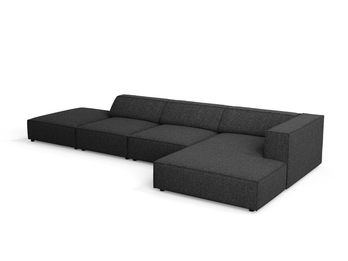 Cosmopolitan Design - Divano angolare destro "Arendal" 5 posti in ciniglia nero 