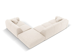 Cosmopolitan Design - Divano angolare destro "Nolio" 4 posti in ciniglia beige chiaro 