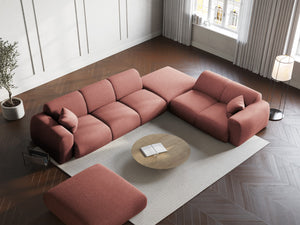 Cosmopolitan Design - Divano angolare destro "Nolio" 4 posti in ciniglia rosa 