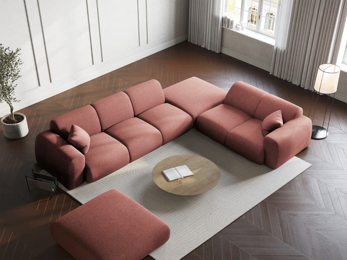 Cosmopolitan Design - Divano angolare destro "Nolio" 4 posti in ciniglia rosa 