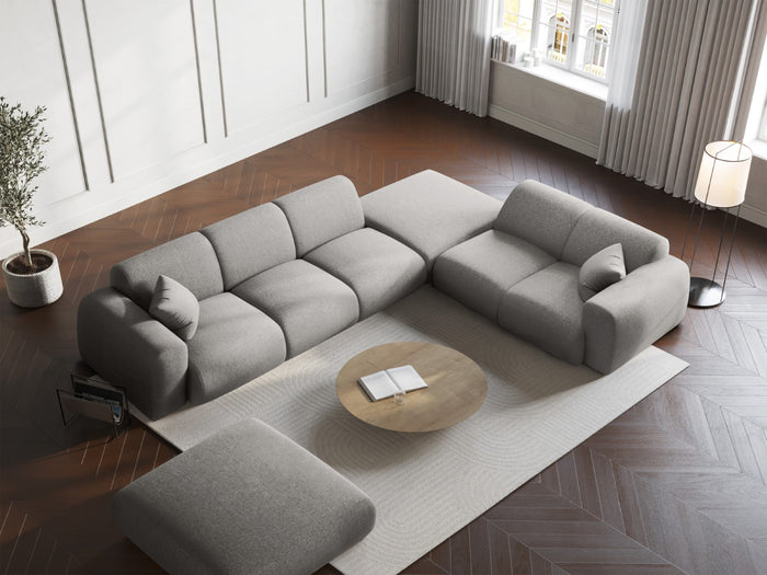 Cosmopolitan Design - Divano angolare destro "Nolio" 4 posti in ciniglia grigio chiaro 