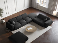 Cosmopolitan Design - Divano angolare destro "Nolio" 4 posti in ciniglia nero 