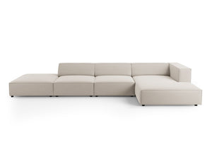 Cosmopolitan Design - Divano angolare destro "Arendal" 5 posti in velluto ecru 