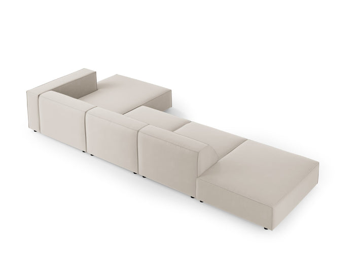 Cosmopolitan Design - Divano angolare destro "Arendal" 5 posti in velluto ecru 