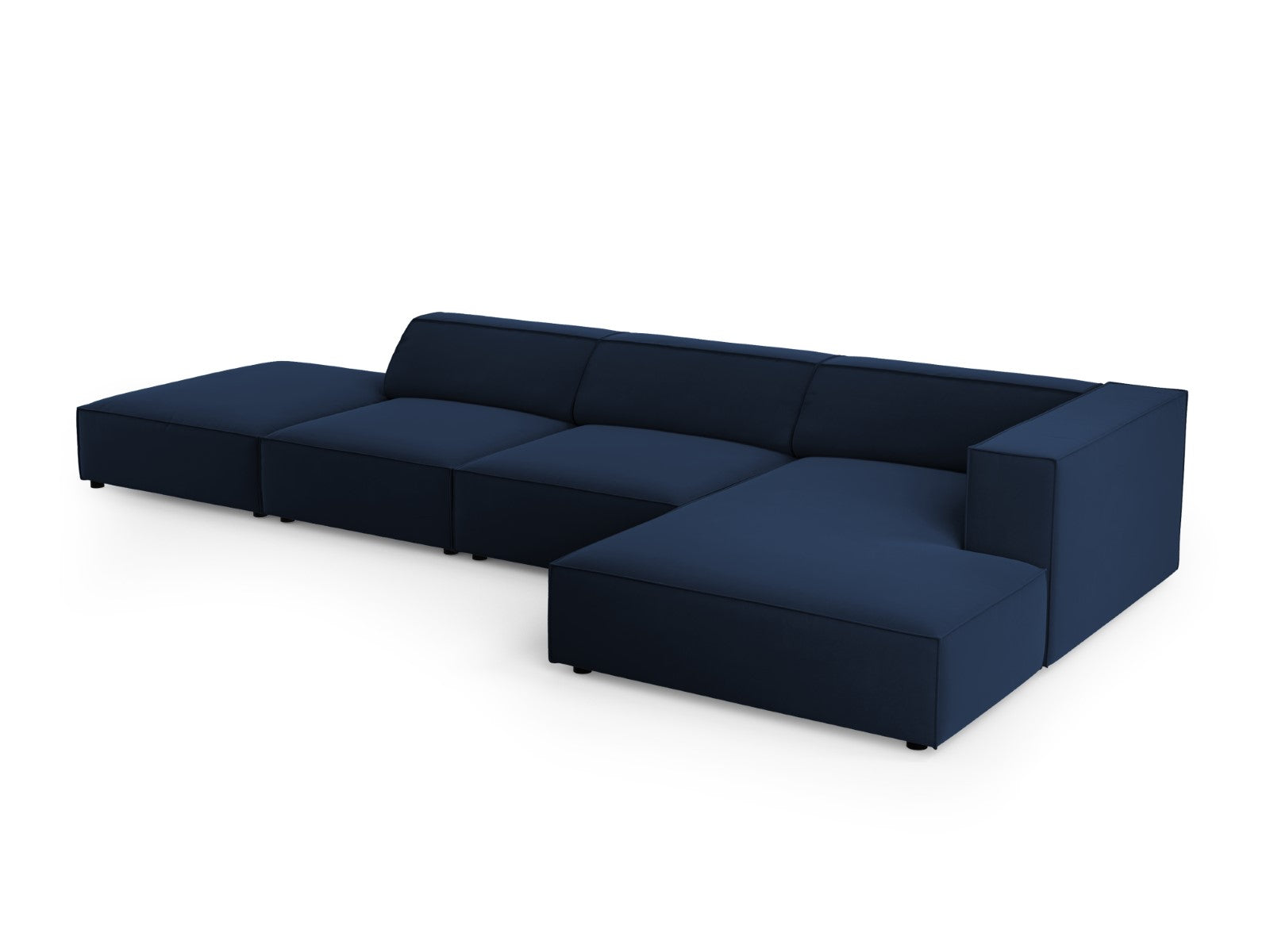 Cosmopolitan Design - Divano angolare destro "Arendal" 5 posti in velluto blu reale 