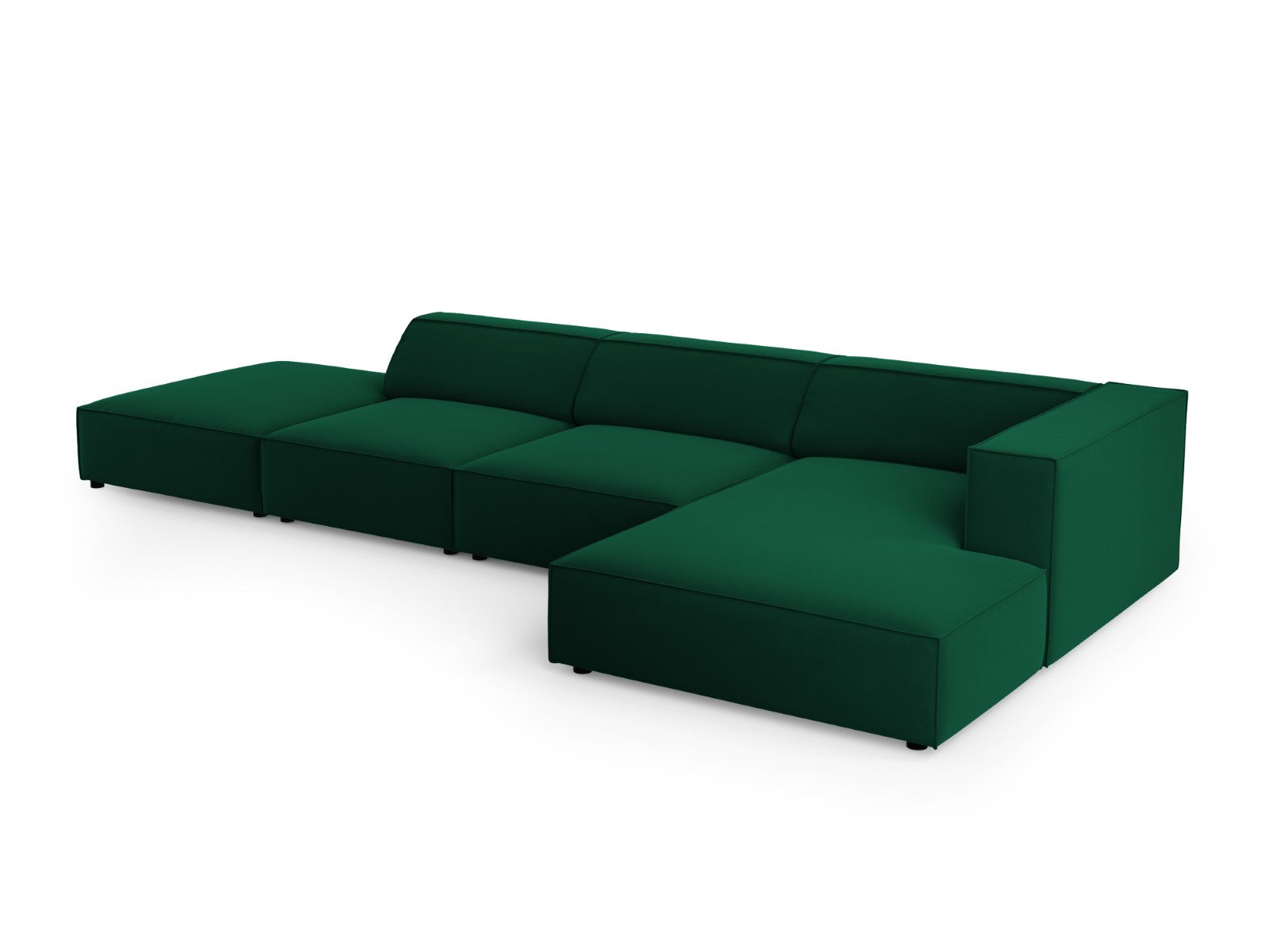 Cosmopolitan Design - Divano angolare destro "Arendal" 5 posti in velluto verde bottiglia 