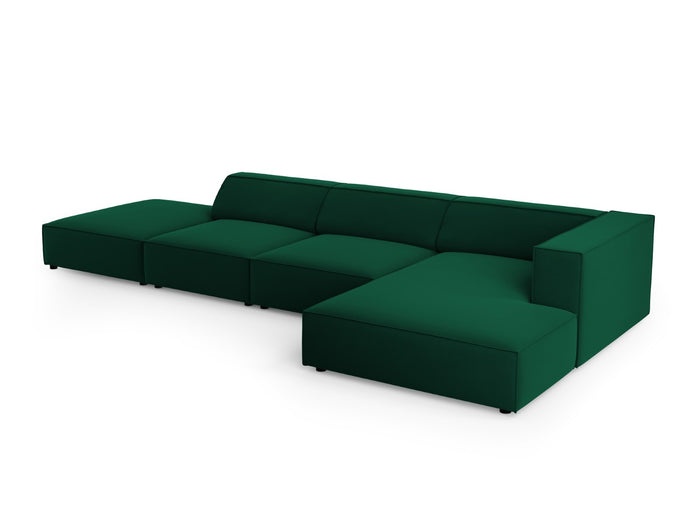 Cosmopolitan Design - Divano angolare destro "Arendal" 5 posti in velluto verde bottiglia 