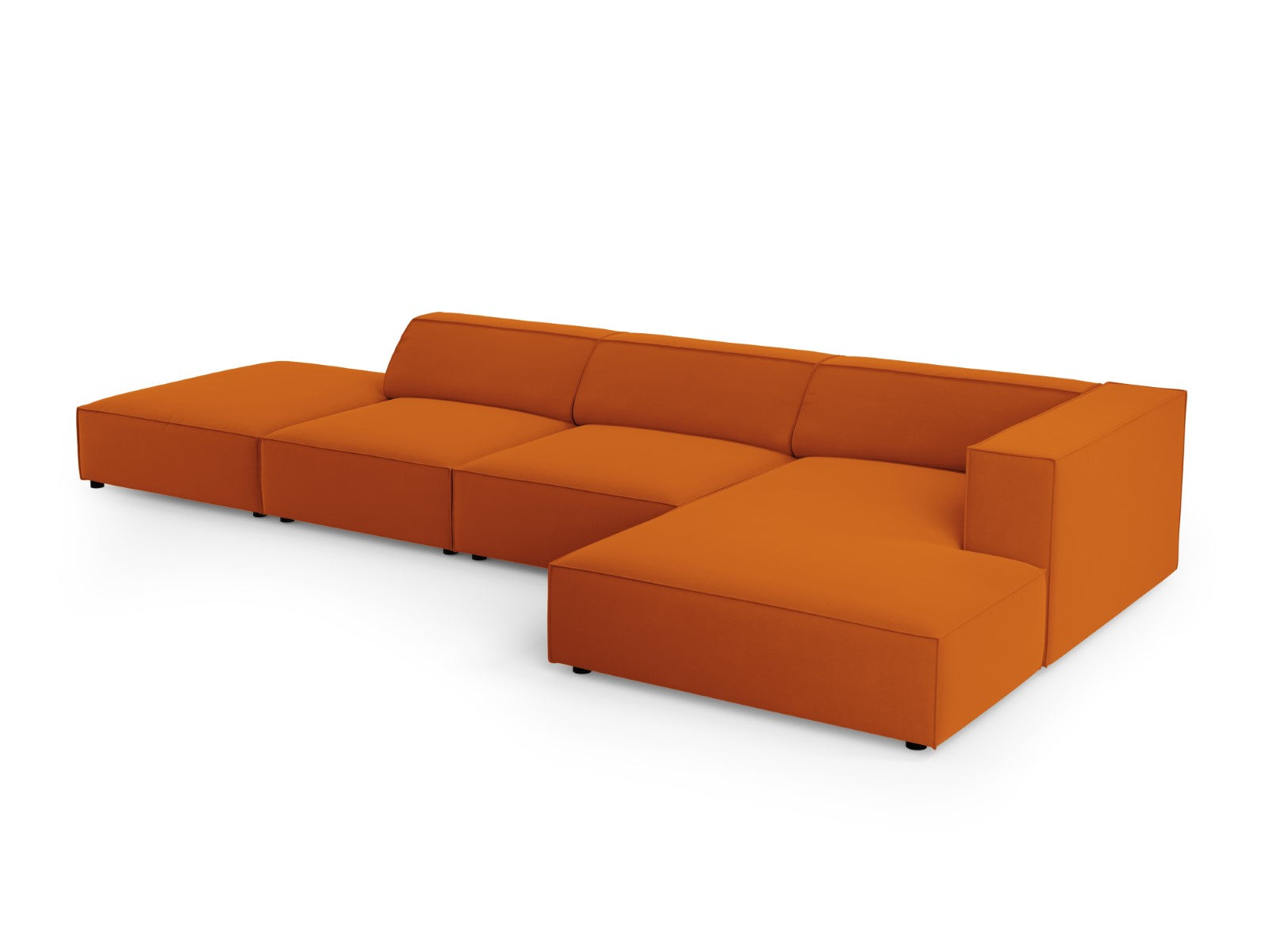 Cosmopolitan Design - Divano angolare destro "Arendal" 5 posti in velluto terracotta 