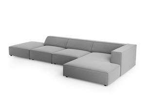 Cosmopolitan Design - Divano angolare destro "Arendal" 5 posti in velluto grigio chiaro 