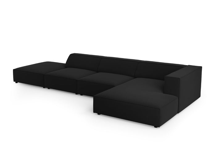 Cosmopolitan Design - Divano angolare destro "Arendal" 5 posti in velluto nero 