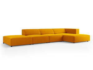 Cosmopolitan Design - Divano angolare destro "Arendal" 5 posti in velluto giallo 