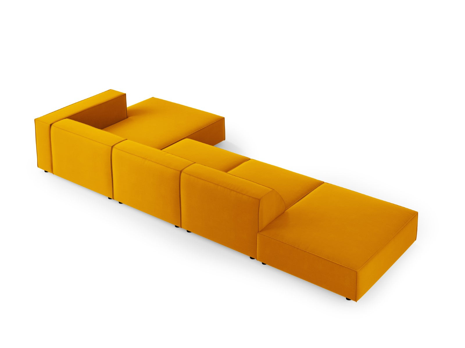 Cosmopolitan Design - Divano angolare destro "Arendal" 5 posti in velluto giallo 