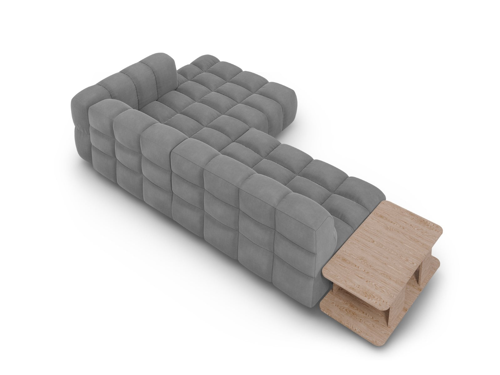 Cosmopolitan Design - Divano angolare modulare destro "Sky" 4 posti in velluto grigio chiaro 