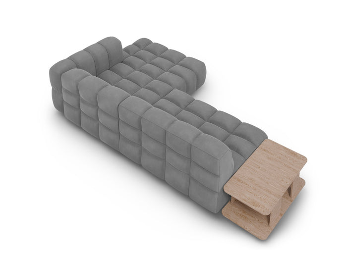 Cosmopolitan Design - Divano angolare modulare destro "Sky" 4 posti in velluto grigio chiaro 