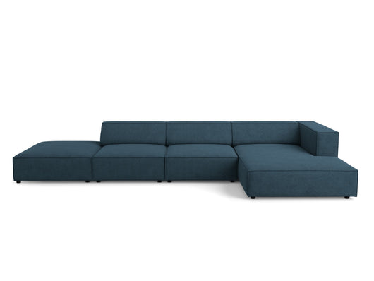 Cosmopolitan Design - Divano angolare destro "Arendal" 5 posti in ciniglia con effetto a coste blu scuro 