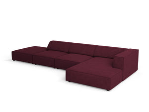 Cosmopolitan Design - Divano angolare destro "Arendal" 5 posti in ciniglia con effetto a coste rubino 