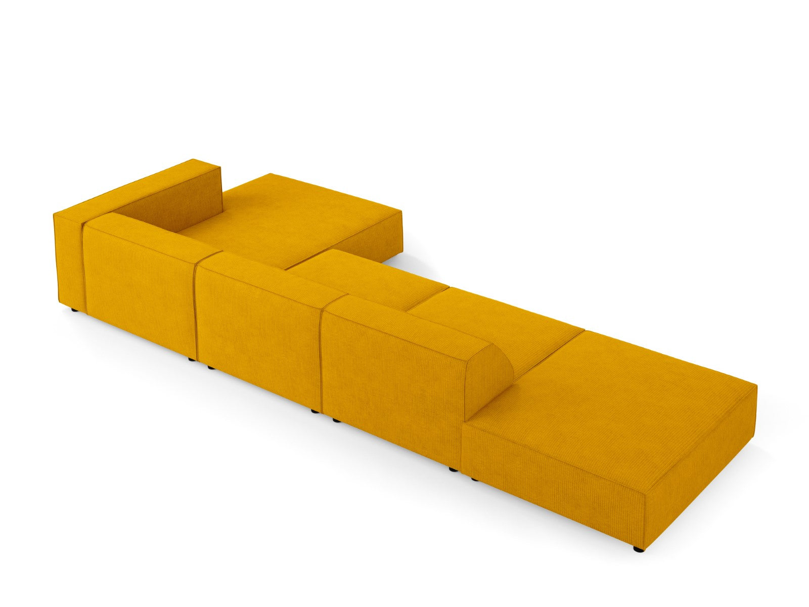 Cosmopolitan Design - Divano angolare destro "Arendal" 5 posti in ciniglia con effetto a coste senape 