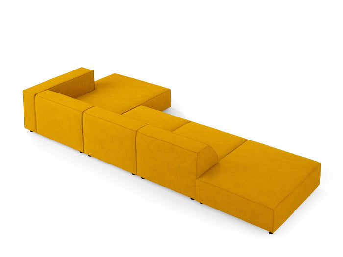Cosmopolitan Design - Divano angolare destro "Arendal" 5 posti in ciniglia con effetto a coste senape 