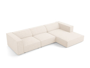 Cosmopolitan Design - Divano angolare destro "Arendal" 4 posti in ciniglia beige chiaro 