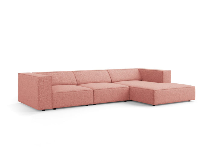 Cosmopolitan Design - Divano angolare destro "Arendal" 4 posti in ciniglia rosa 