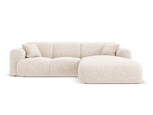 Cosmopolitan Design - Divano angolare destro "Nolio" 4 posti in ciniglia beige chiaro 