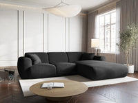 Cosmopolitan Design - Divano angolare destro "Nolio" 4 posti in ciniglia nero 