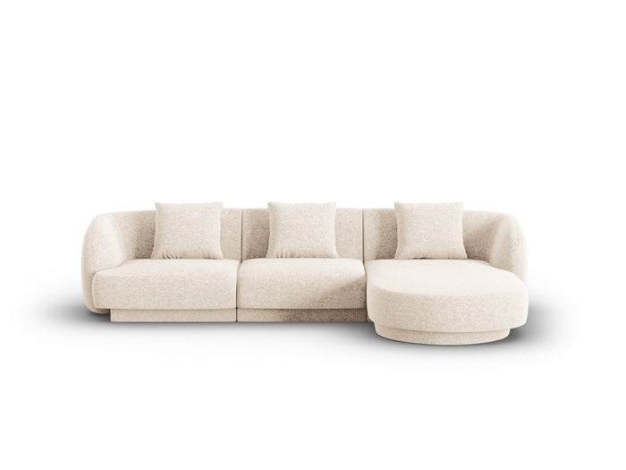 Cosmopolitan Design - Divano angolare destro "Tulum" 4 posti in ciniglia beige chiaro 