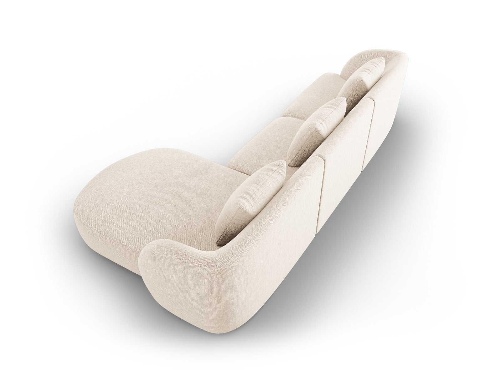 Cosmopolitan Design - Divano angolare destro "Tulum" 4 posti in ciniglia beige chiaro 