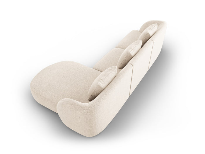 Cosmopolitan Design - Divano angolare destro "Tulum" 4 posti in ciniglia beige chiaro 