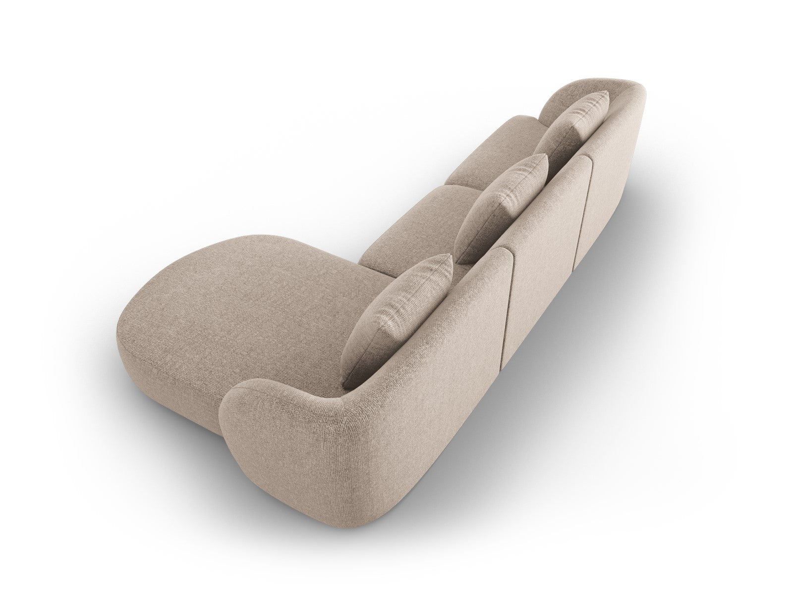 Cosmopolitan Design - Divano angolare destro "Tulum" 4 posti in ciniglia beige 