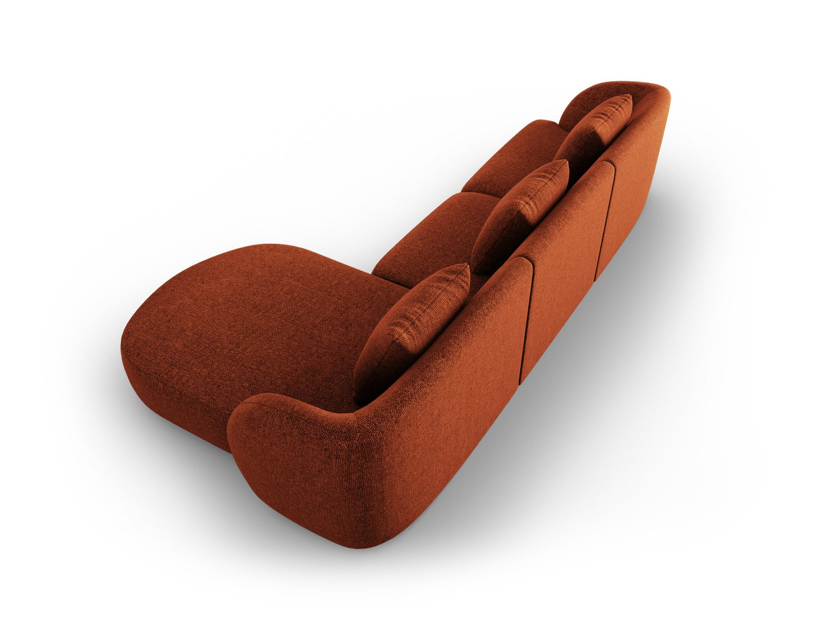 Cosmopolitan Design - Divano angolare destro "Tulum" 4 posti in ciniglia terracotta 