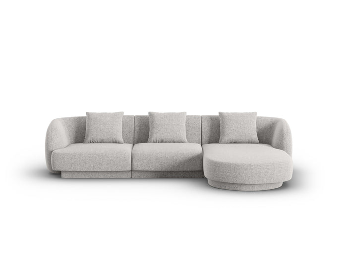 Cosmopolitan Design - Divano angolare destro "Tulum" 4 posti in ciniglia grigio chiaro 