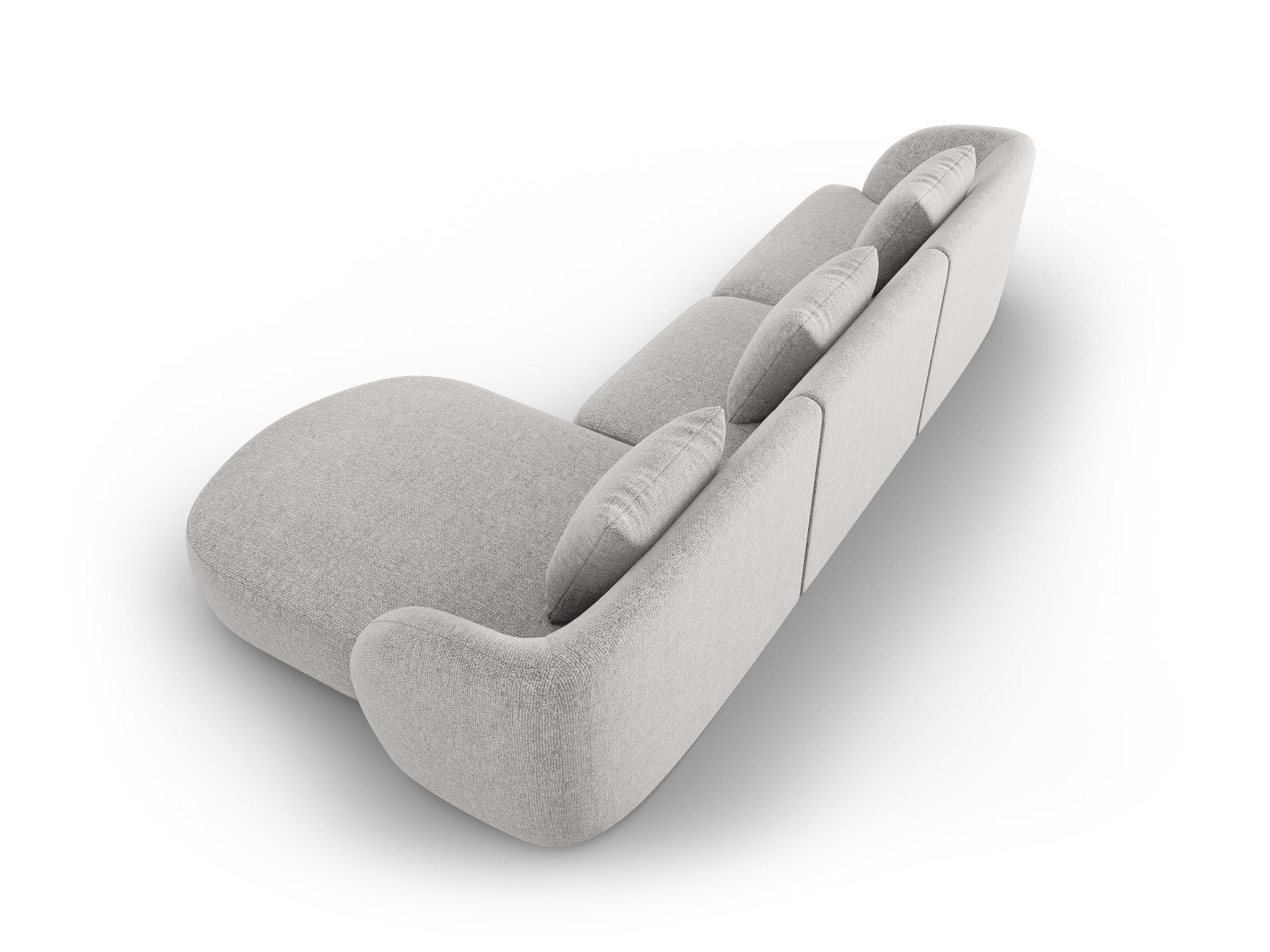 Cosmopolitan Design - Divano angolare destro "Tulum" 4 posti in ciniglia grigio chiaro 