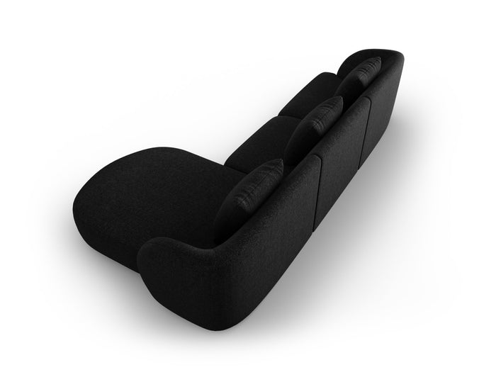 Cosmopolitan Design - Divano angolare destro "Tulum" 4 posti in ciniglia nero 