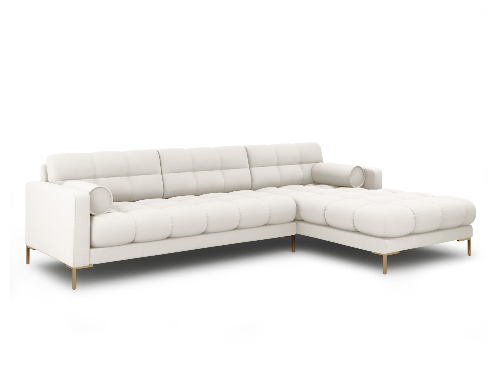 Cosmopolitan Design - Divano angolare destro "Bali" 5 posti in tessuto strutturato beige chiaro 