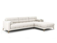Cosmopolitan Design - Divano angolare destro "Bali" 5 posti in tessuto strutturato beige chiaro 