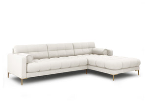 Cosmopolitan Design - Divano angolare destro "Bali" 5 posti in tessuto strutturato beige chiaro 