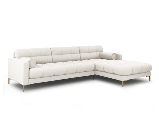Cosmopolitan Design - Divano angolare destro "Bali" 5 posti in tessuto strutturato beige chiaro 
