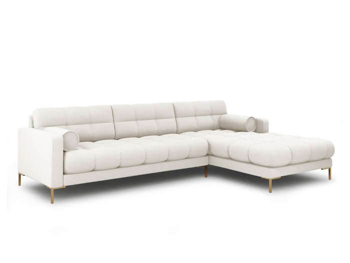 Cosmopolitan Design - Divano angolare destro "Bali" 5 posti in tessuto strutturato beige chiaro 