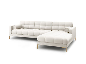 Cosmopolitan Design - Divano angolare destro "Bali" 5 posti in tessuto strutturato beige chiaro 