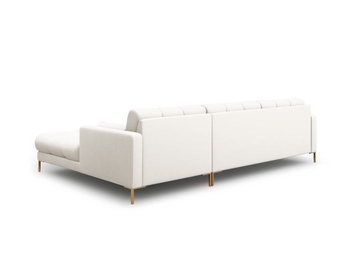 Cosmopolitan Design - Divano angolare destro "Bali" 5 posti in tessuto strutturato beige chiaro 