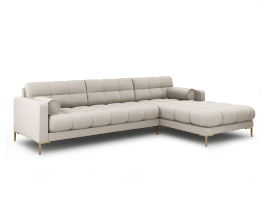 Cosmopolitan Design - Divano angolare destro "Bali" 5 posti in tessuto strutturato beige 