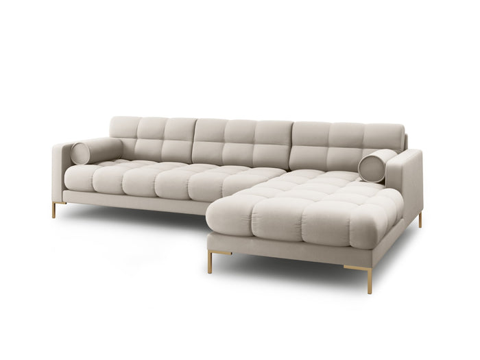 Cosmopolitan Design - Divano angolare destro "Bali" 5 posti in tessuto strutturato beige 