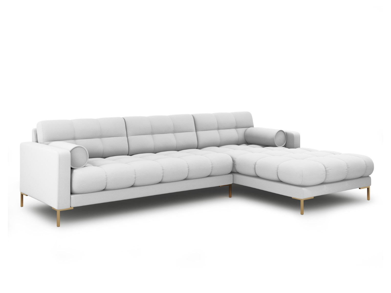 Cosmopolitan Design - Divano angolare destro "Bali" 5 posti in tessuto strutturato grigio chiaro 