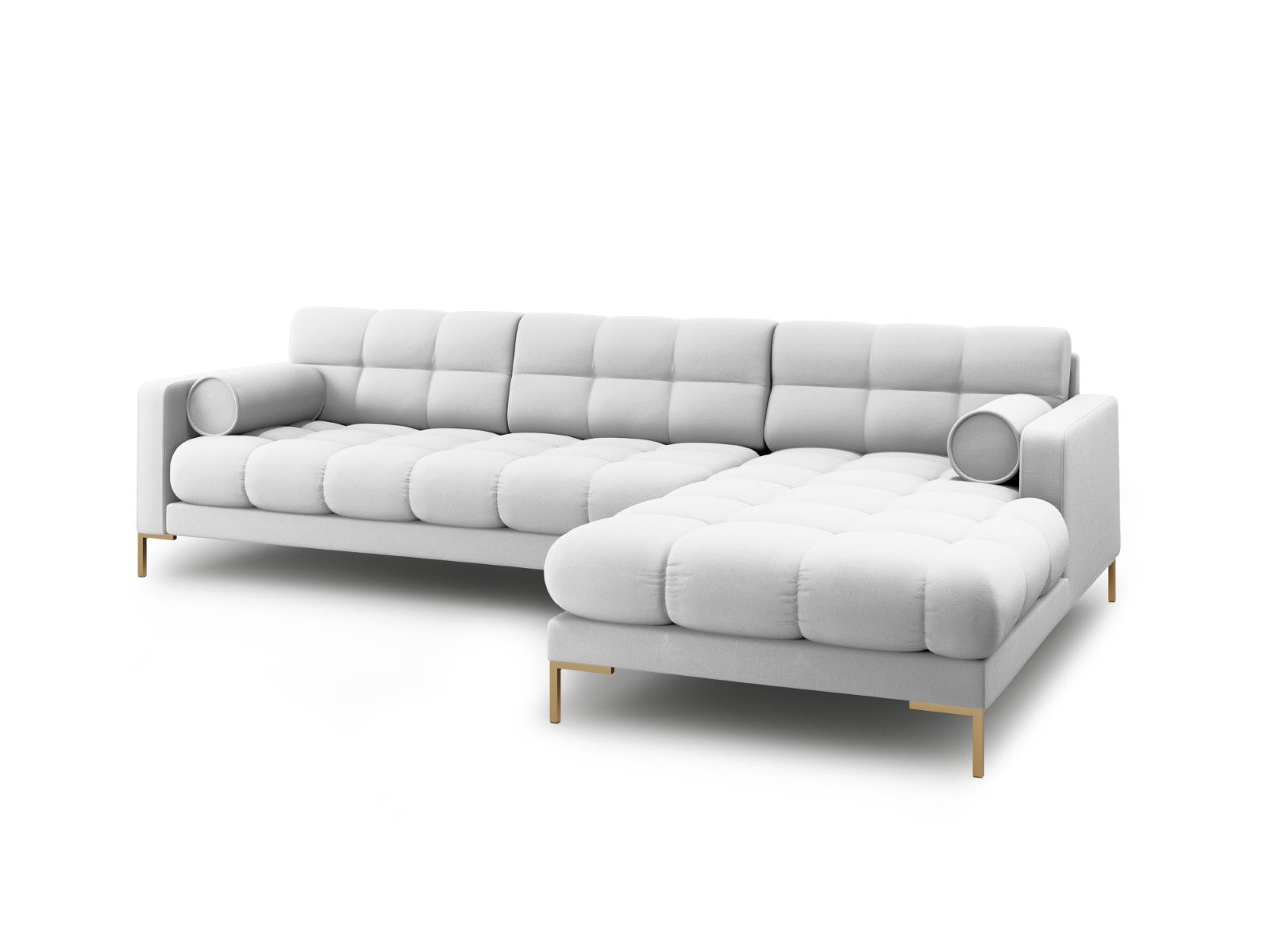 Cosmopolitan Design - Divano angolare destro "Bali" 5 posti in tessuto strutturato grigio chiaro 