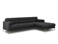 Cosmopolitan Design - Divano angolare destro "Bali" 5 posti in tessuto strutturato grigio scuro 