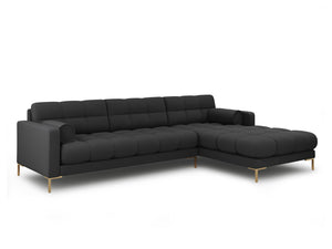 Cosmopolitan Design - Divano angolare destro "Bali" 5 posti in tessuto strutturato grigio scuro 