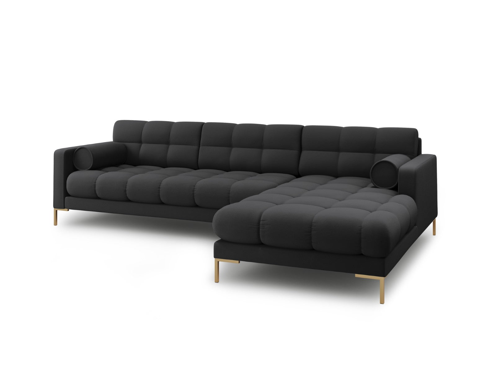 Cosmopolitan Design - Divano angolare destro "Bali" 5 posti in tessuto strutturato grigio scuro 